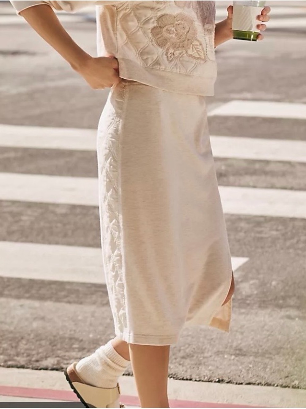 Daily Practice by Anthropologie
Quilted Cream Midi Skirt Size L